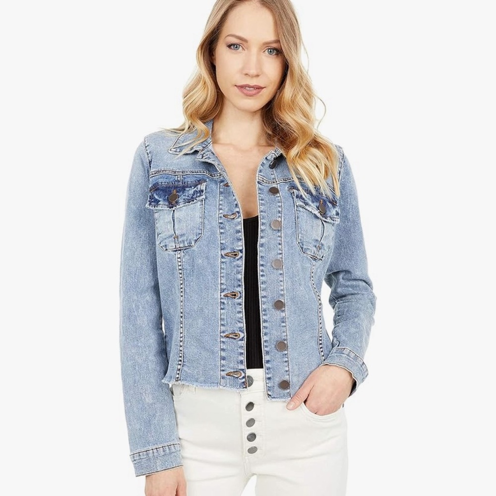 NWOT KUT from the Kloth Denim Jacket with Fringe detail | Size Small